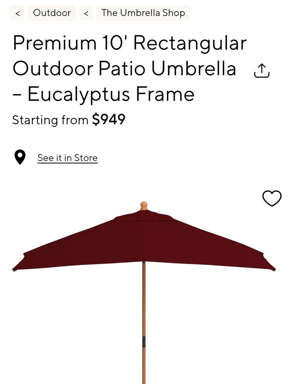 Pottery Barn Rectangular Umbrella Canopy